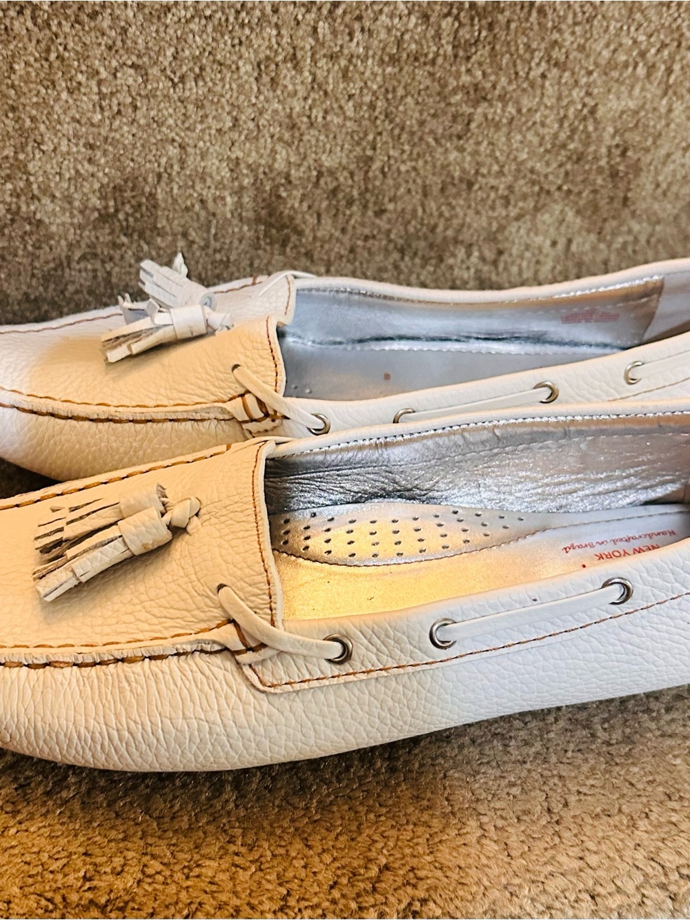 Mark Joseph off white Leather Tassel Driving Loafers
